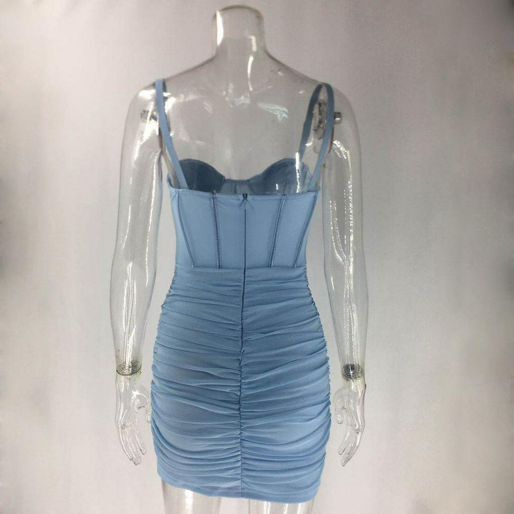 DUNEA Đầm không tay dáng ôm Phối Lưới Thiết Kế Ôm Sát Quyến Rũ