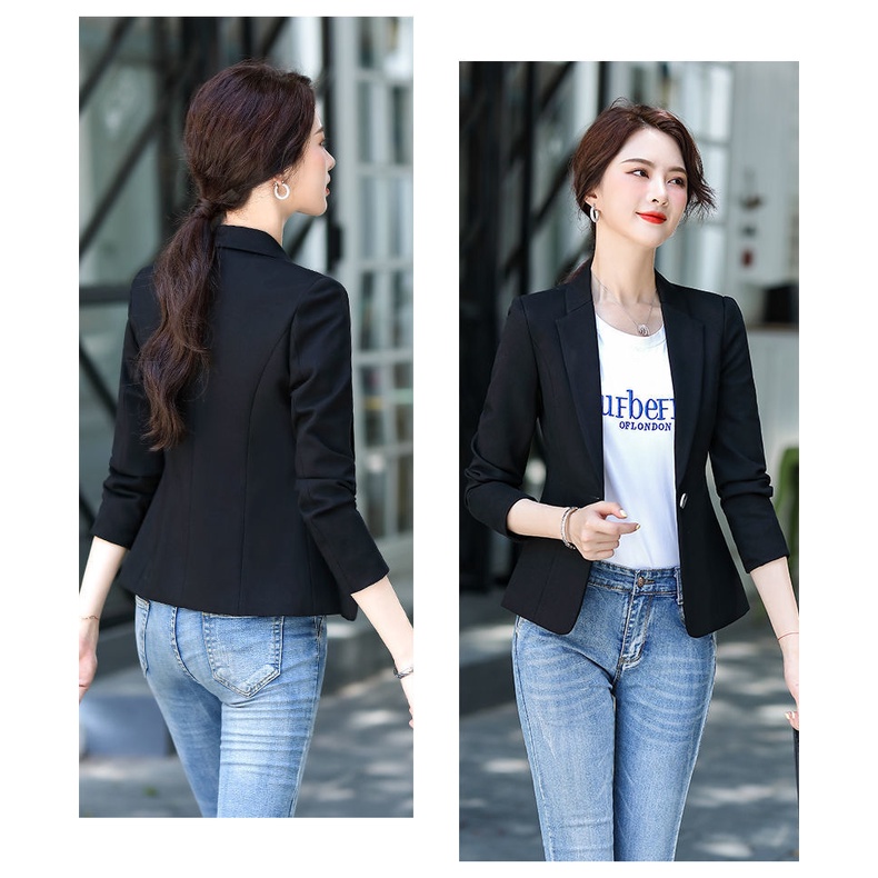 Áo khoác vest nữ blazer dáng ngắn kiểu Hàn Quốc 2 lớp chất liệu Mango Hàn - Mã SP: H1 - Màu: Đen, Nâu