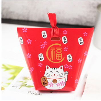 set 5 hộp giấy gấp mèo thần tài chúc tết khai trương 5 kiểu khác nhau size 6 x 6 x 10 cm