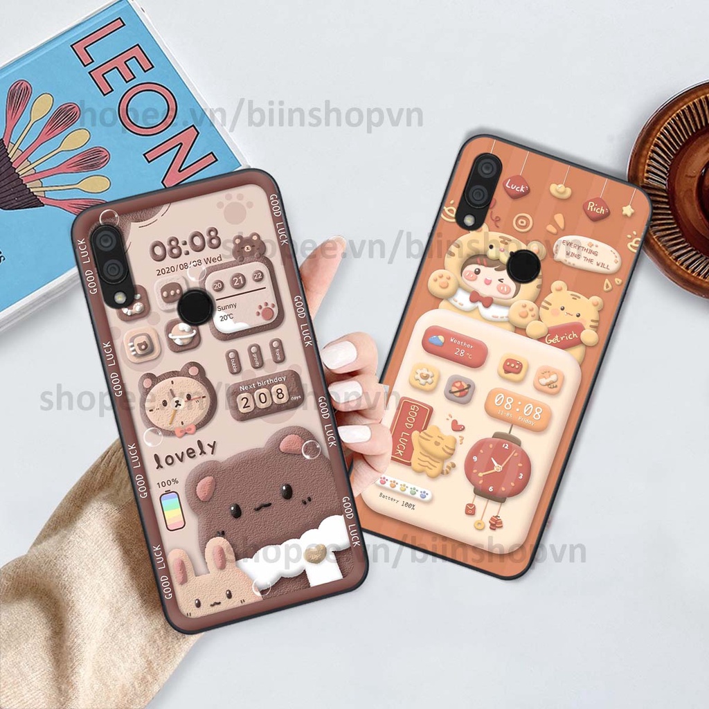 Ốp Xiaomi Redmi 7 in 3D icon gấu nổi siêu xinh, siêu đáng yêu, cá tính phong cách