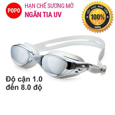 Kính bơi cận thị 610 POPO có độ từ 1,5 đến 8.0 cản UV sử dụng cho người lớn nam nữ trẻ em từ 8 tuổi