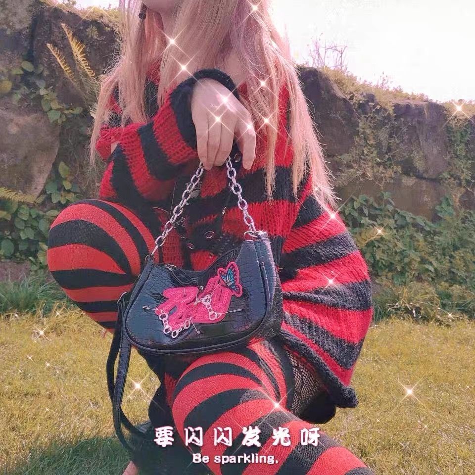 Túi đeo chéo in chữ màu hồng / xanh dương phong cách Harajuku trẻ trung cho nữ Y2g Millennium