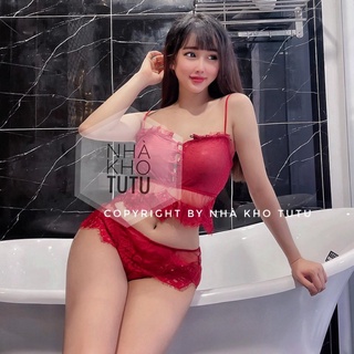 Set đồ ngủ 2 dây ren cao cấp l314 nhà kho tutu