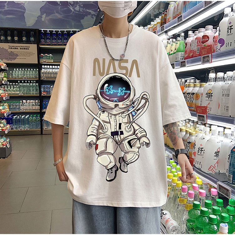 [Mẫu Mới] Áo Thun Nam Nữ Unisex Form Rộng Tay Lỡ Cổ Tròn Phối Họa Tiết Hoạt Hình In Chữ NASA zenkonu TOP NAM 1000178