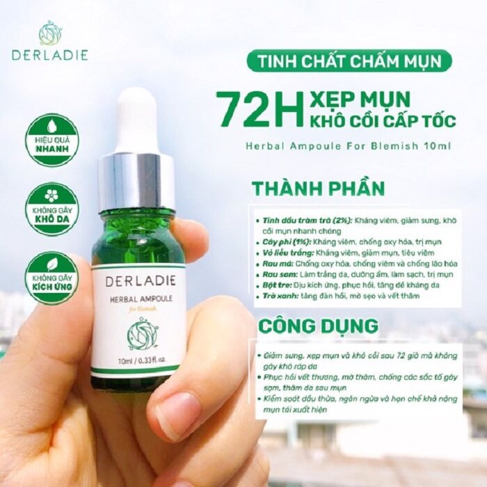 Chấm Mụn Tràm Trà Derladie Herbal Ampoule For Blemish 10ml