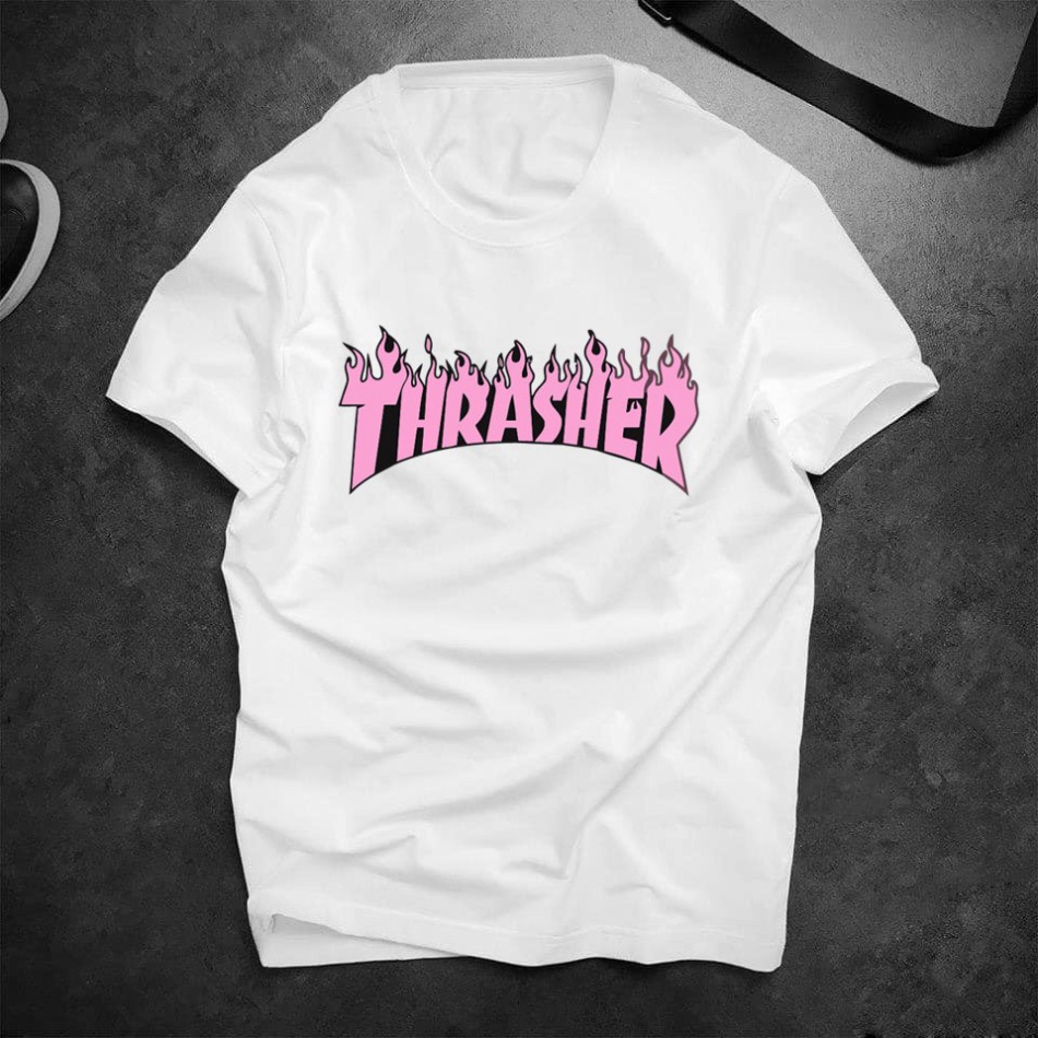 Áo thun nam nữ cổ tròn ⚡️FREE SHIP⚡️ vải cotton dày đẹp,co giản 4 chiều in 3D THRASHER S042