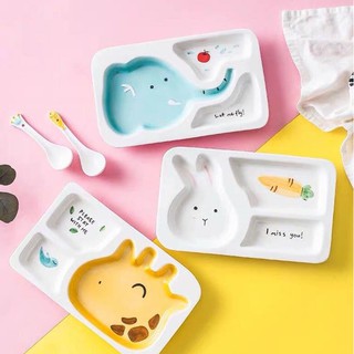 Khay ăn dặm sứ an toàn nhiều họa tiết cho bé