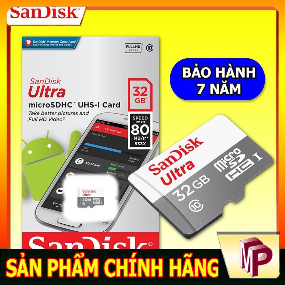 Thẻ nhớ Micro SD Sandisk Ultra 32gb class 10 bảo hành 7 năm - Minh Phong Store