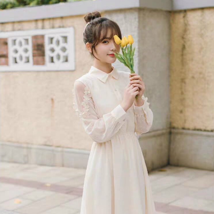 Đầm Voan Dài Tay Phối Lưới Xinh Xắn Dành Cho Nữ | BigBuy360 - bigbuy360.vn