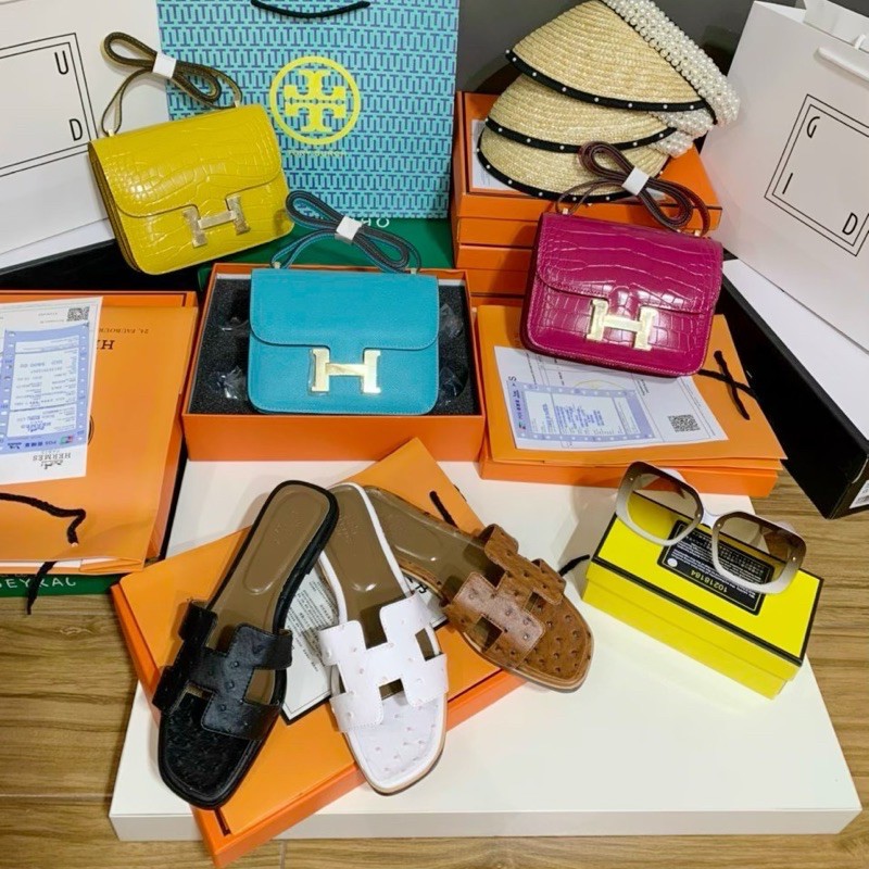 Dép lê quai chữ H, da đà điểu xịn xò, hàng super fullbox như ảnh