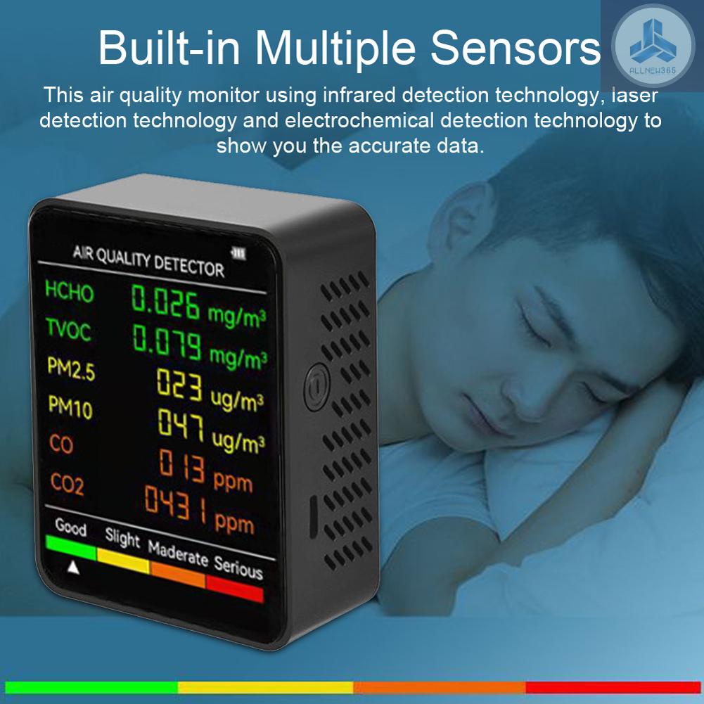 Máy Phát Hiện Chất Lượng Khí CO2 Đa Năng PM2.5 PM10 HCHO TVOC CO2 Màn Hình LCD Tiện Dụng VN26