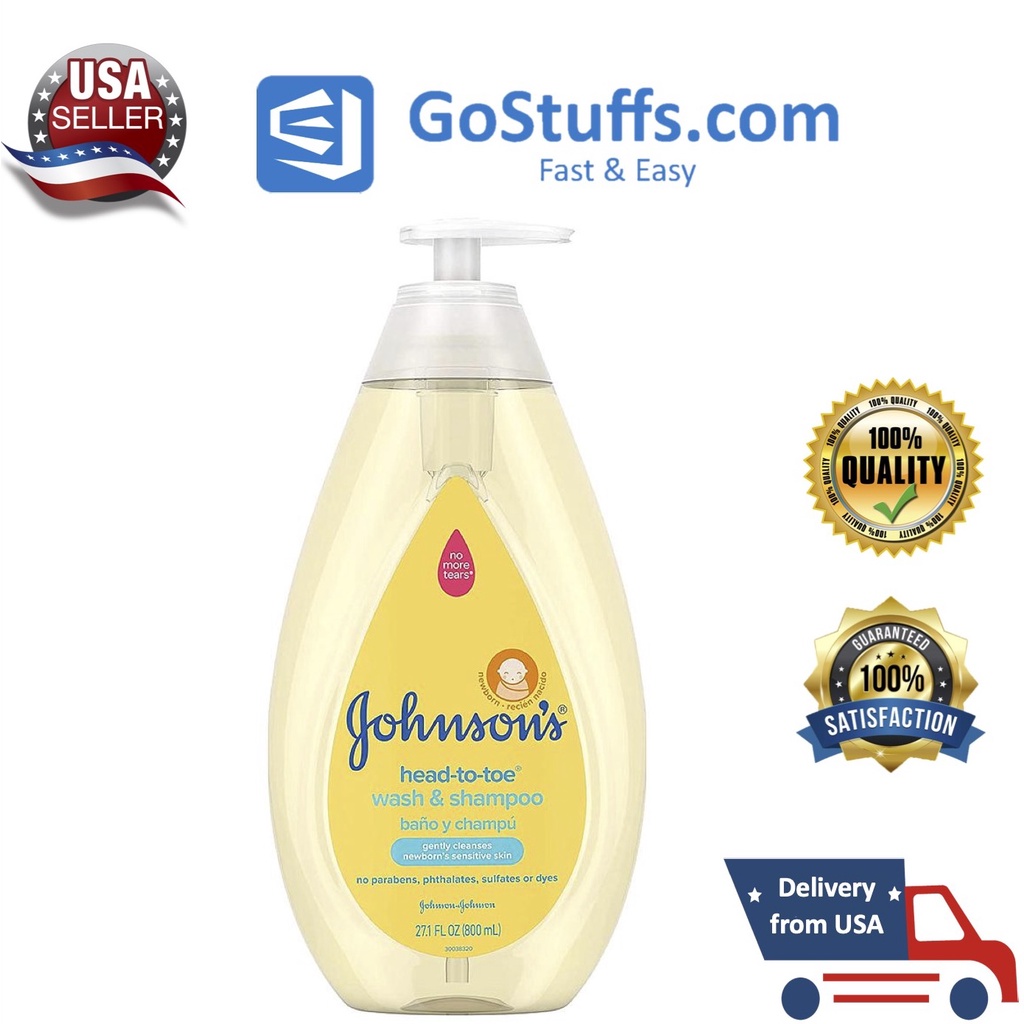 Johnson's Head-to-Toe Gentle Tear-Free Baby & Newborn Wash & Shampoo 800ml- Sữa tắm gội dành cho trẻ sơ sinh