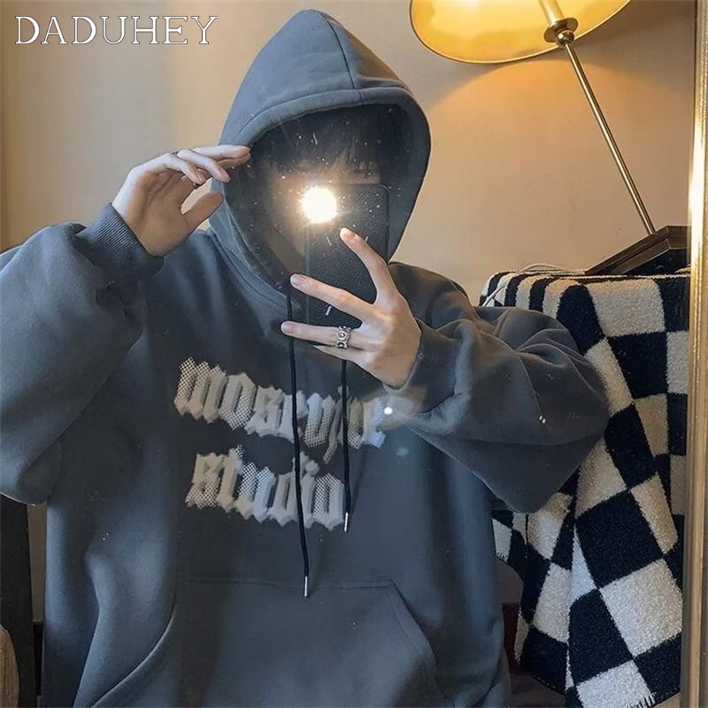 DaDuHey Men's American-Style Casual Three-Dimensional Embroidered Letters Slim Fit Fashion Tops