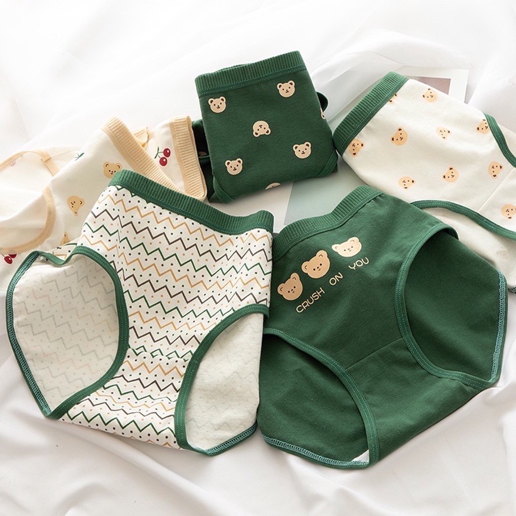 [Có Size XL] SET 5 Quần Lót Bigsize Chất Cotton Mềm Cạp Thấp Dễ Thương Cho Nữ TOPBRA