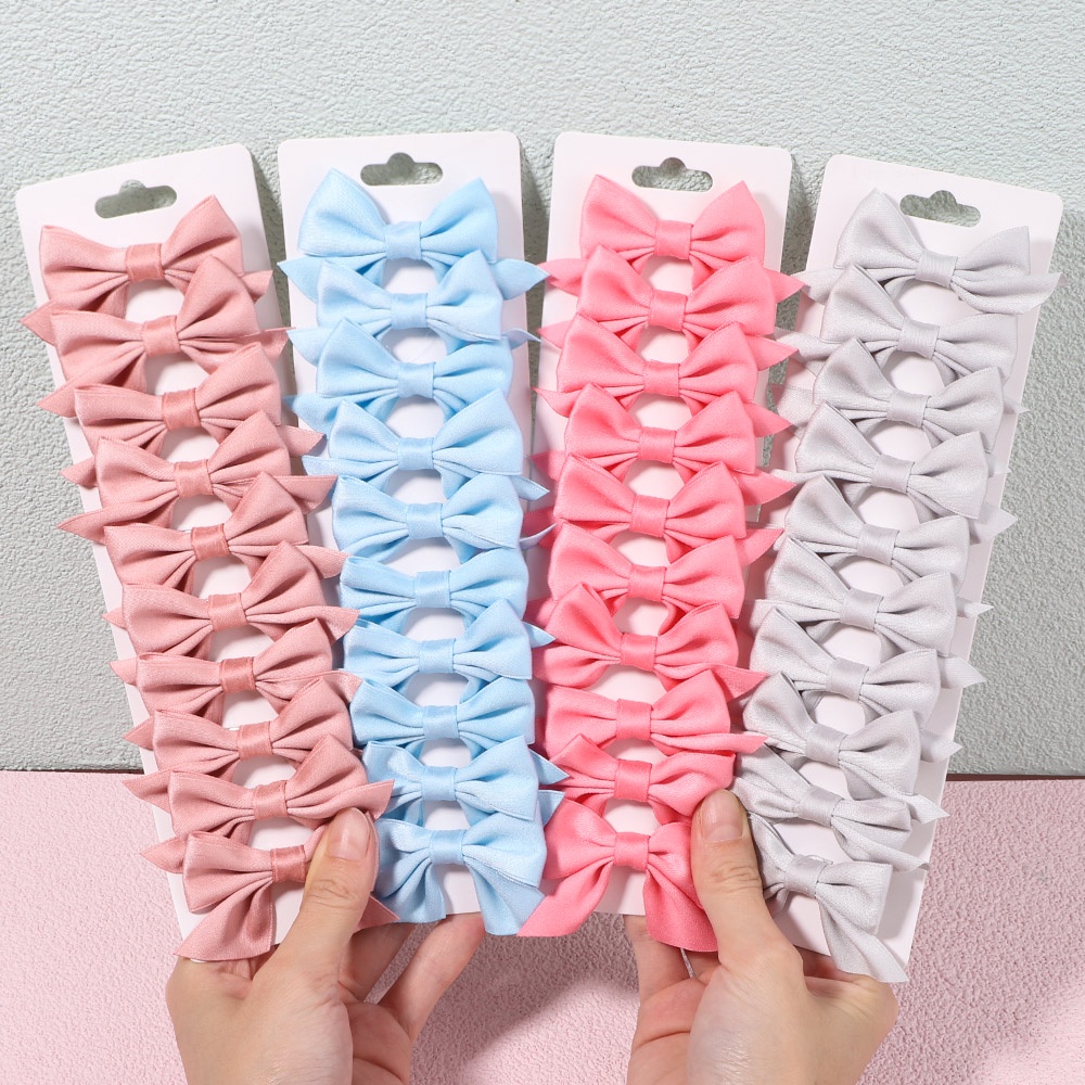 KIDSBOWS Set 10 Kẹp Tóc Nơ Màu Trơn Thời Trang Cho Nữ