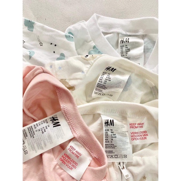 Body sleepsuit cotton H&M liền tất cho bé trai và gái xuất xịn