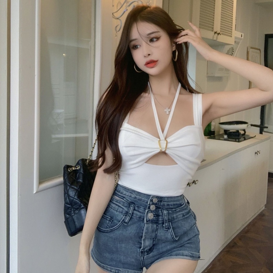 Áo yếm hai dây ZHELIHANGFEI dáng ngắn kiểu nhỏ nhắn xinh xắn cho nữ