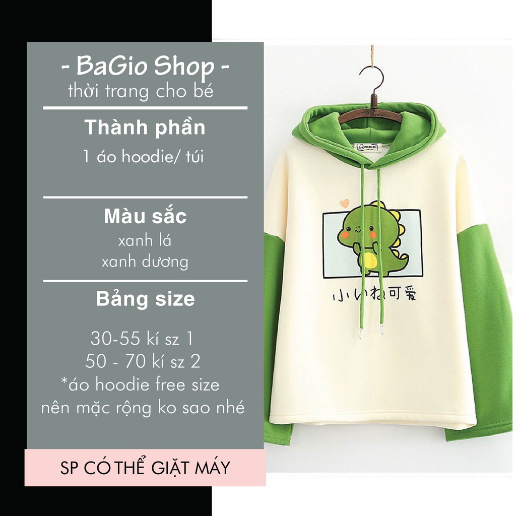 Hoodie unisex in hình khủng long tay ống xòe lạ mắt | BigBuy360 - bigbuy360.vn