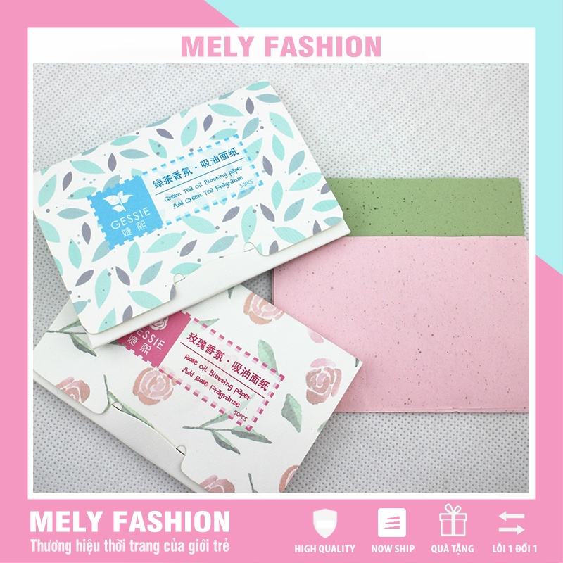 Set 50 Film giấy thấm dầu da mặt hương trà xanh và hoa hồng Mely Fashion PK07 | BigBuy360 - bigbuy360.vn