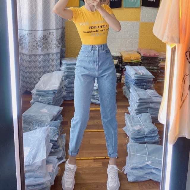 Quần baggy xanh trơn 💖FREESHIP💖 Quần jeans baggy trơn cá tính AD11