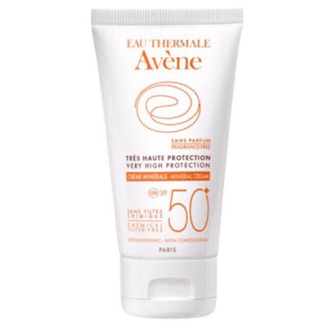 Kem chống nắng SPF 50+ cho da nhạy cảm Avene Very High Protection Mineral Lotion 50+ 50ml Pháp