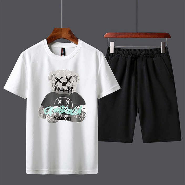 Combo Bộ Quần Áo Hè Thun Nam Áo Tay Ngắn Cổ Tròn Gấu Misa Phối Quần Short Đùi ZENKONAM MEN TOP 213 + SHORTS 050