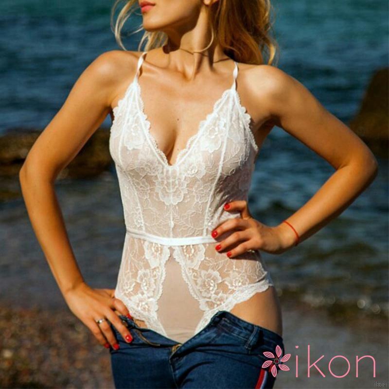 Đồ lót liền thân phối ren hoa thiết kế cổ chữ V gợi cảm