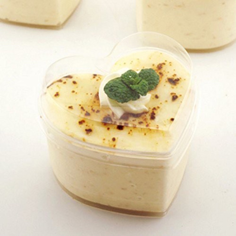 Set 10 hộp làm bánh mousse, tiramisu hình trái tim kèm nắp