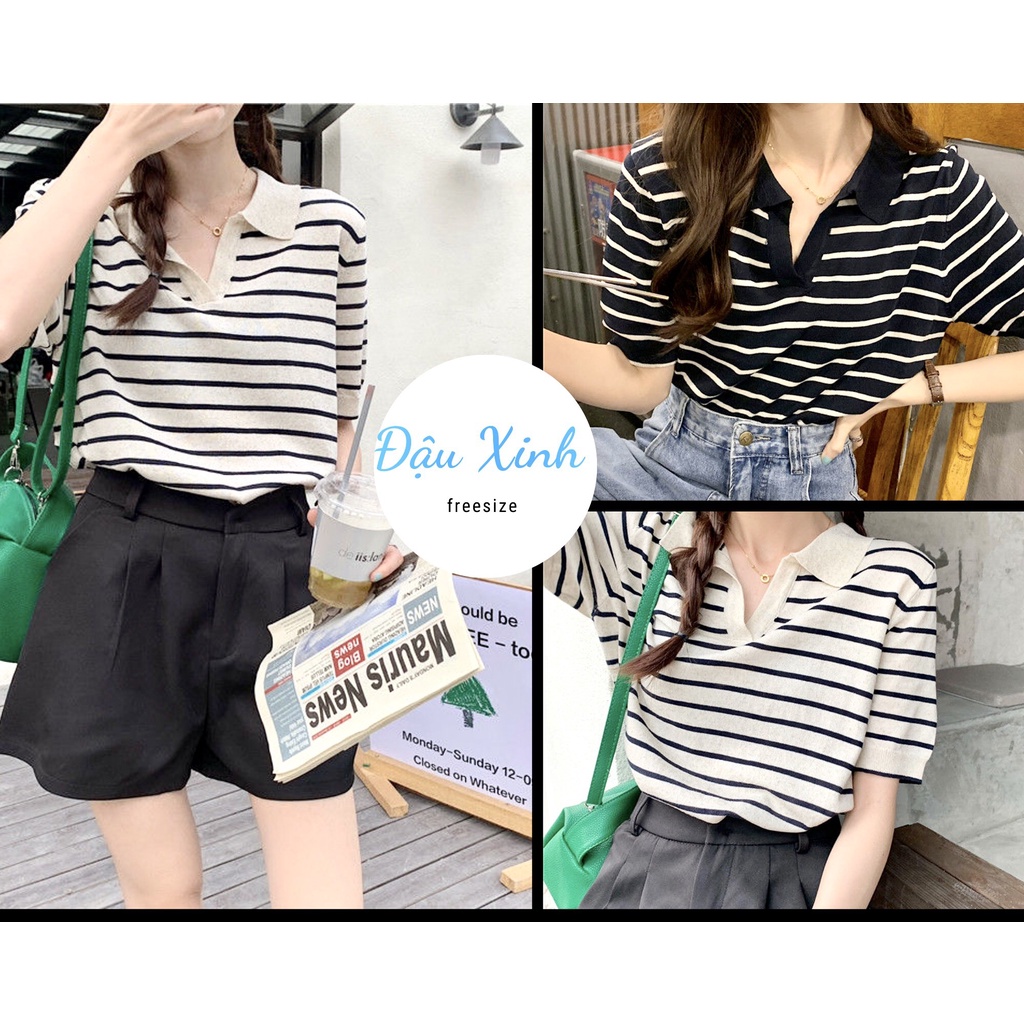 Áo polo nữ form rộng tay lỡ trẻ trung năng động Shop Đậu Xinh