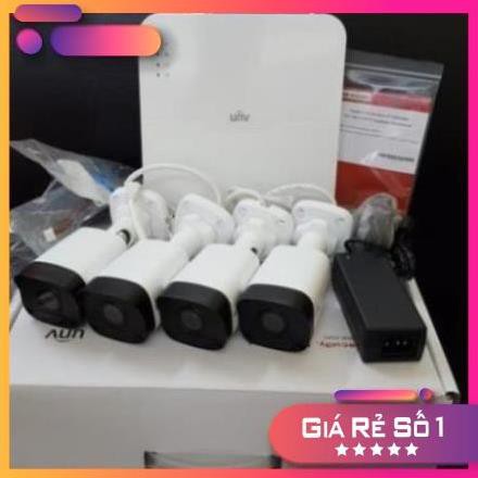 [Hàng chính hãng]  Bộ KIT 4 Camera UNV IP 2.0Mpx FULL HD 1080P gồm  ĐẦU GHI+ 4 CAM + Ổ CỨNG, 4 cổng POE dễ dàng lắp đặt