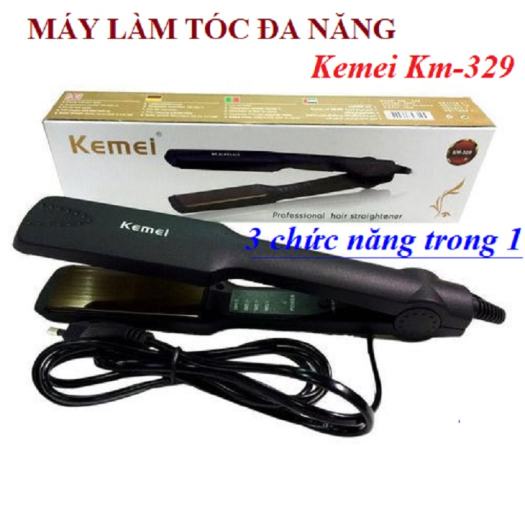 Máy Duỗi Tóc KEMEI 329 Chính Hãng, Máy Uốn Tóc Mini 4 Mức Nhiệt Làm Tạo Kiểu Ép Là Thẳng Uốn Xoăn Cụp BH 6 tháng