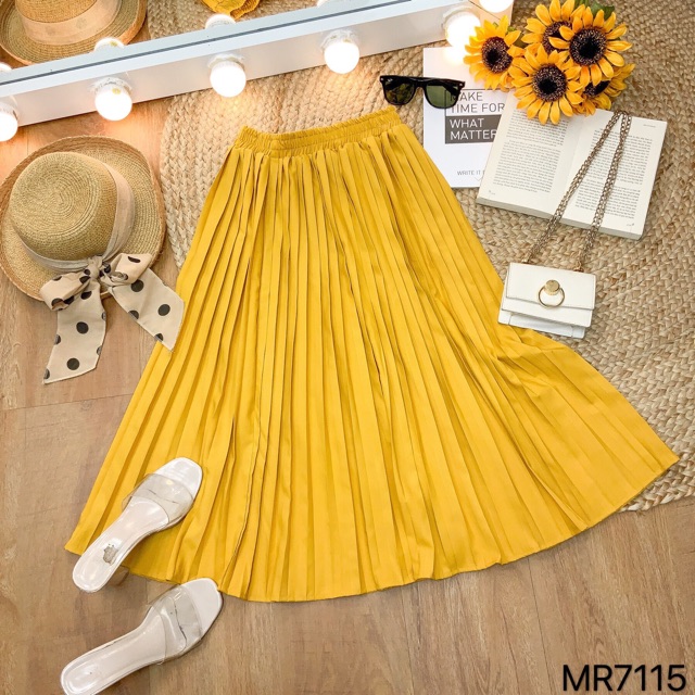 Chân váy midi trơn xếp ly | BigBuy360 - bigbuy360.vn
