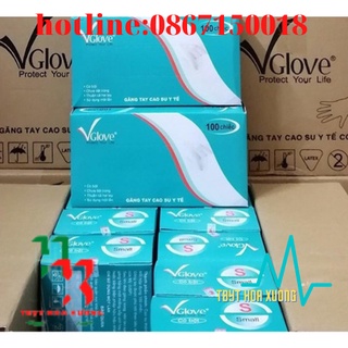 Găng tay cao su y tế có bột vglove hộp 100 chiếc