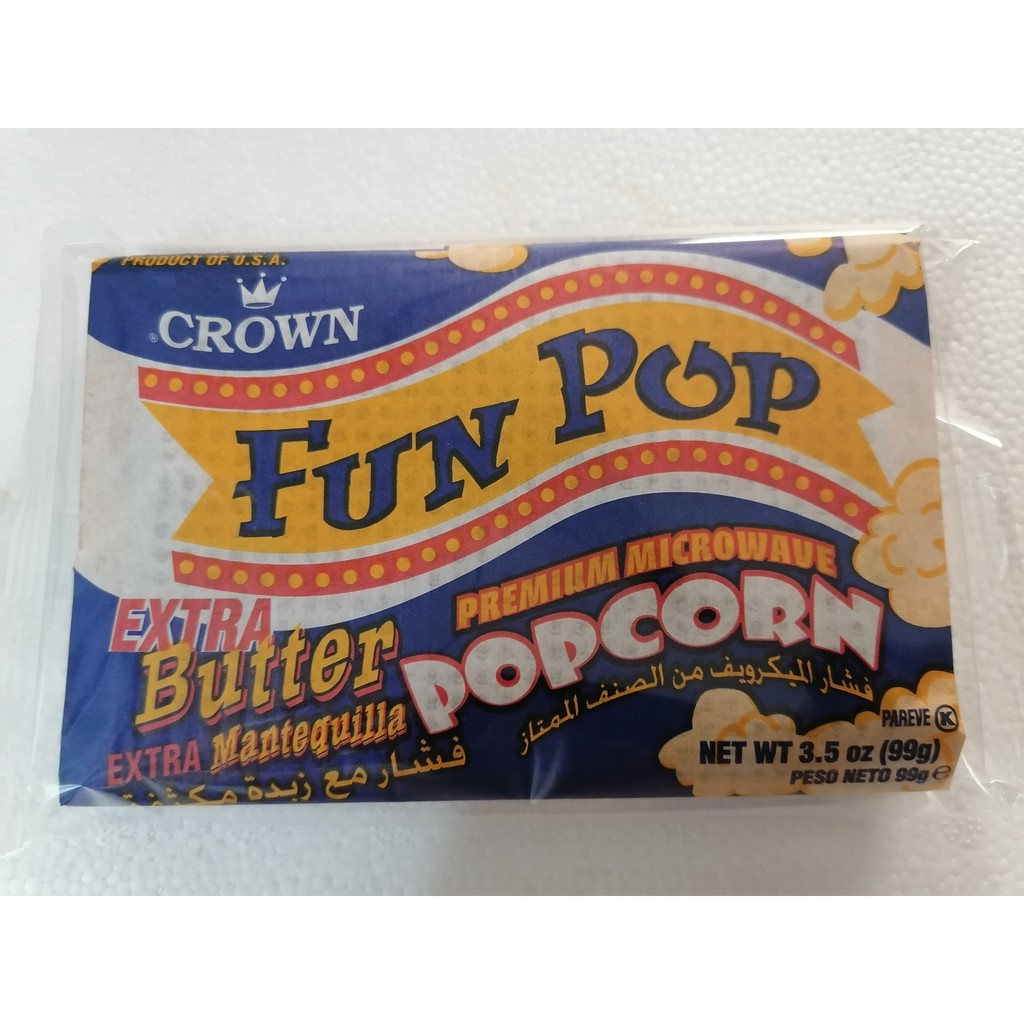 [Gói lẻ 99g - Butter] Bắp nổ (Bỏng ngô) vị Bơ [USA] CROWN Premium Microwave Popcorn (tgc-hk)