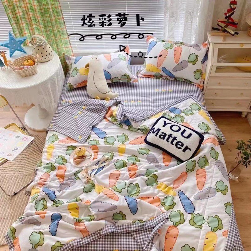 Bộ Chăn Ga Gối Cotton Living Chăn Chần - 100% Cotton Mẫu Hoạt Hình Cực Đáng Yêu Cho Các Bé