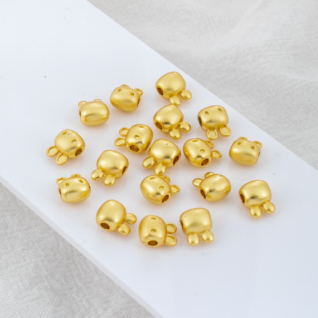 Bộ 10 Hạt Xỏ Lỗ Bằng Đồng Mạ Vàng 18k Hình Thỏ Hoạt Hình Dùng Làm Trang Sức diy