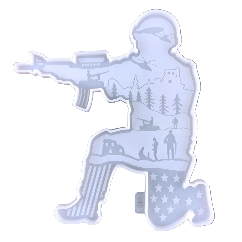 Khuôn Làm Móc Khóa / Xà Phòng Hình Người Lính Bằng Nhựa Resin Màu Trắng / Xanh Dương DIY