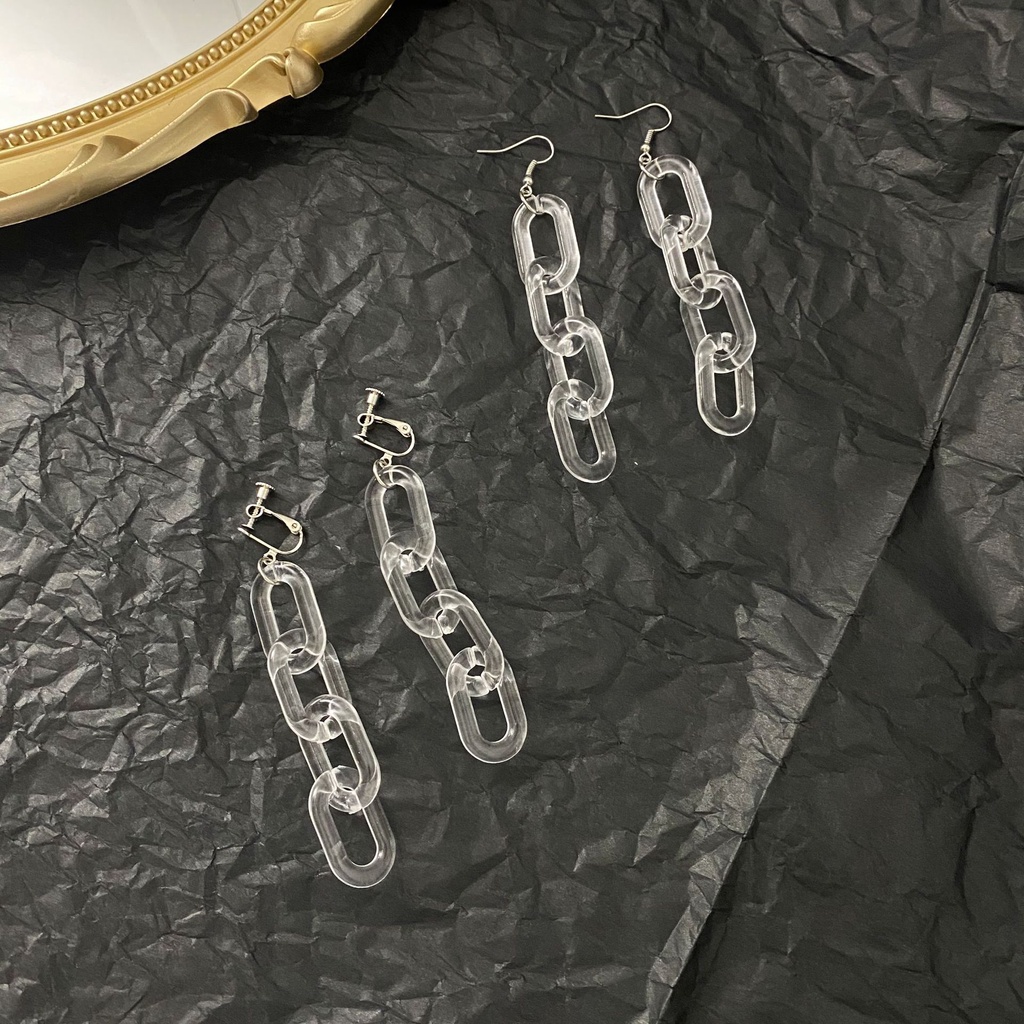 Bông Tai Dạng Chuỗi Dài Bằng Acrylic 23552 Phong Cách Hàn Quốc Đơn Giản Cho Nữ