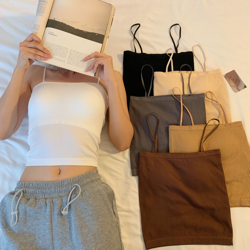 Áo hai dây màu trơn có mút đệm ngực 47271