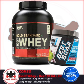 [COMBO] Tăng Cơ Bắp Hồi Phục Cơ Chống Dị Hóa Cơ ON Gold Stard 5lbs - Best BCAAs 30 servings - Từ Mỹ