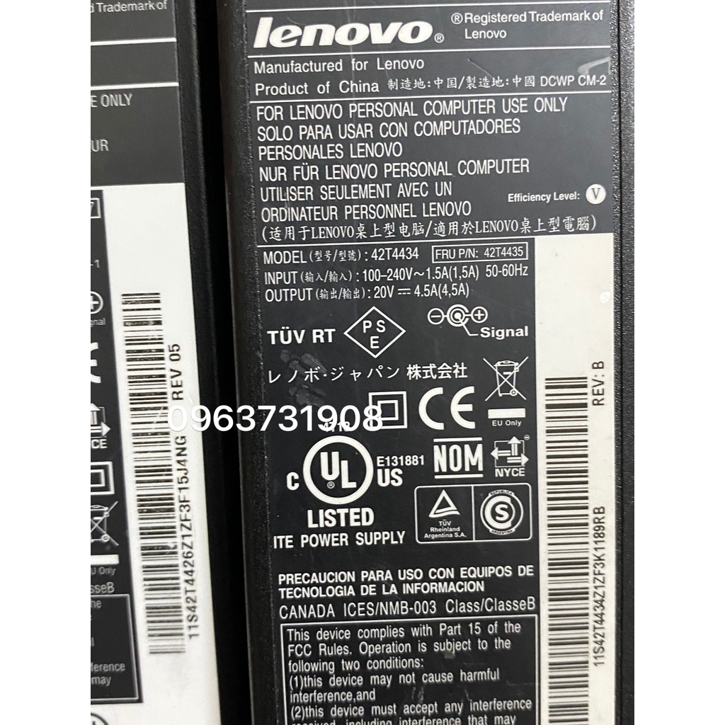 Cục sạc laptop Lenovo ThinkPad T430s T420s 20V 4.5A 90W bản gốc theo máy