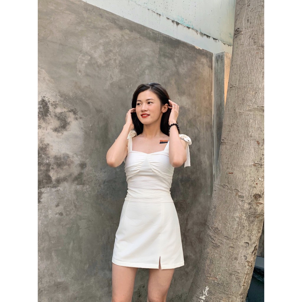 SALE 99 / Váy xẻ đùi 1 bên Vivian HeyApril 3 màu trắng, đen, caro | BigBuy360 - bigbuy360.vn