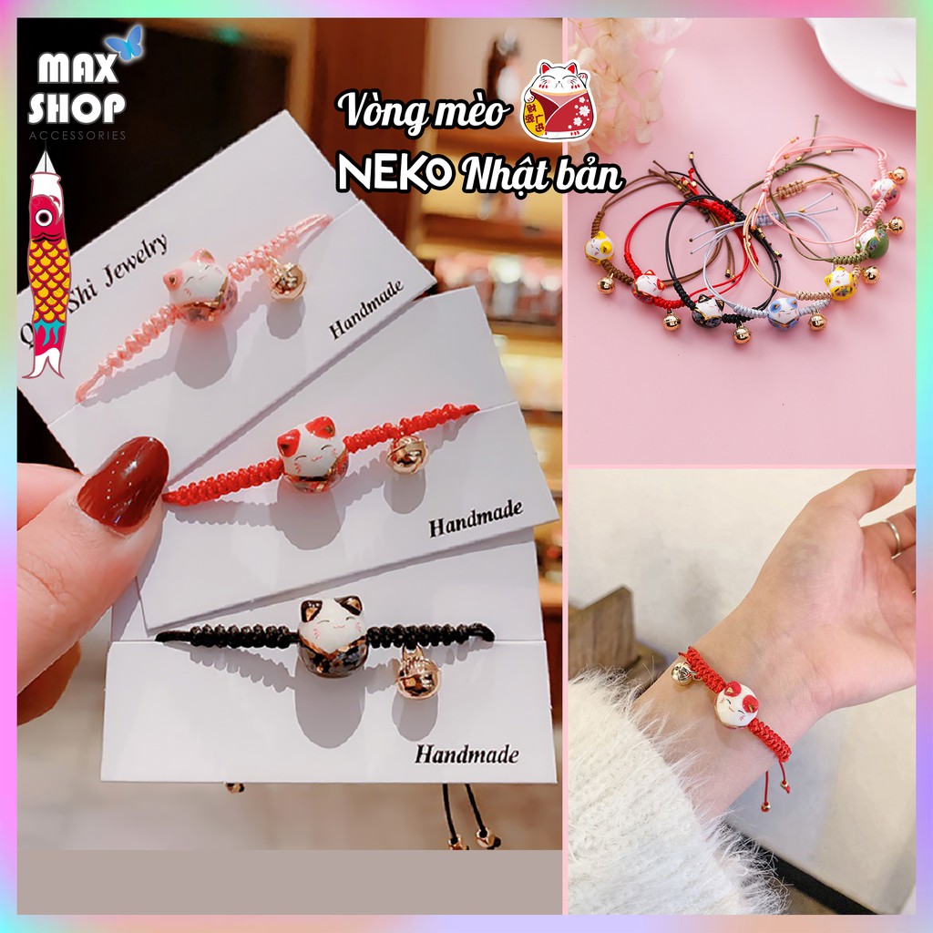 Vòng tay handmade Mèo NEKO Nhật bản 6 Màu sắc biểu tượng may mắn ý nghĩa phong cách Dễ thương
