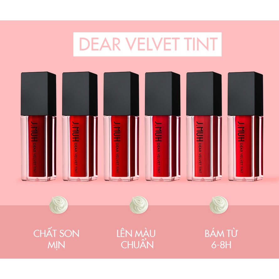 Son Kem Lì  jmuh  Đỏ Cam, Son jmuh  Dear Velvet Tint màu 02-  Đỏ Cam