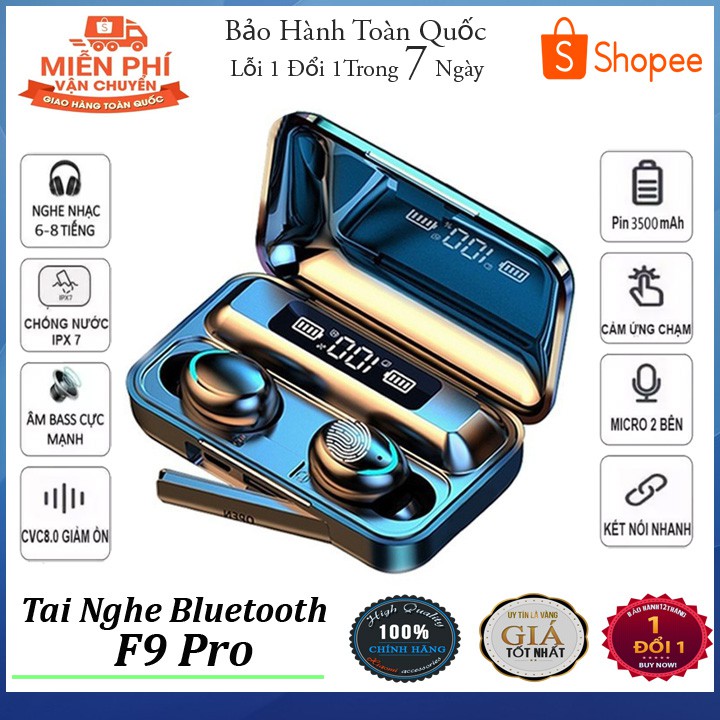 Tai Nghe Bluetooth True Wireless Amoi F9 Pro, Kiêm Sạc Dự Phòng Đồng Hồ Hiện Thị % Pin