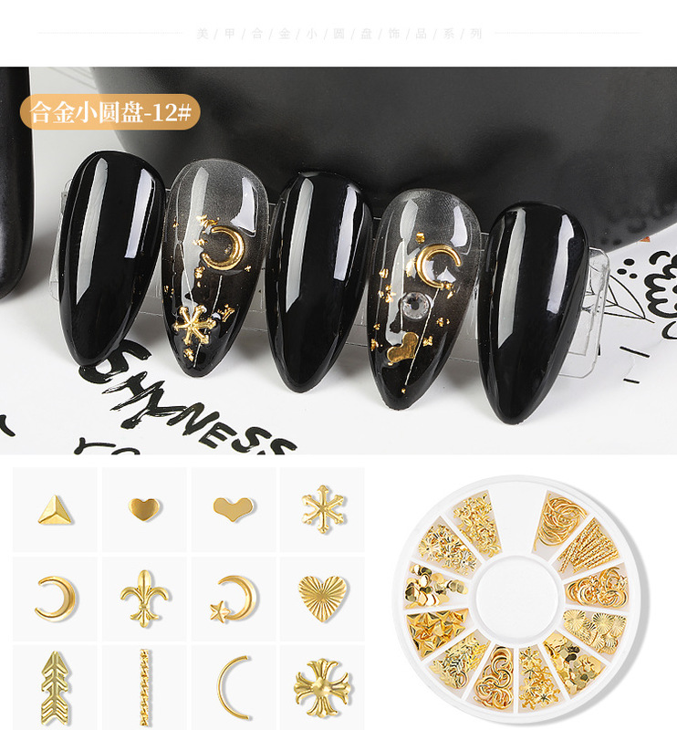 New Moon and Stars Nail Jewelry Eyelet Rivet Nail Diy Decorative Appliqué Mixed Small Round Nail Diamond Paste Cartridge