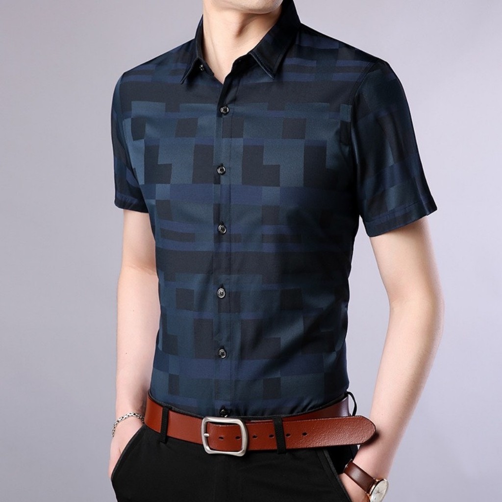 Áo sơ mi nam ngắn tay in họa tiết 3D nam tính, lịch lãm Mã A659 Thời trang Top Fashion Shop