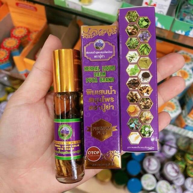 Combo 12 Chai Dầu Gió Lăn 19 Vị Thảo Dược Thái 8ml Herbal Liquid Balm Puya Brand