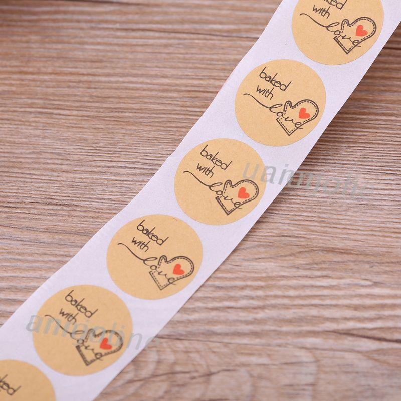 Cozyx Cozyx 500pcs With Love Paper Sticker Adhesive Baking Label