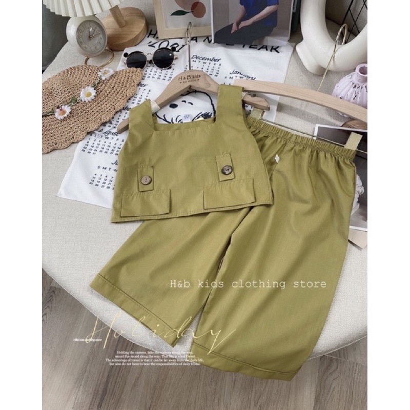 Sét quần ống rộng kèm áo thô giấy mềm lạ mắt cho bé gái từ 10-20kg💋